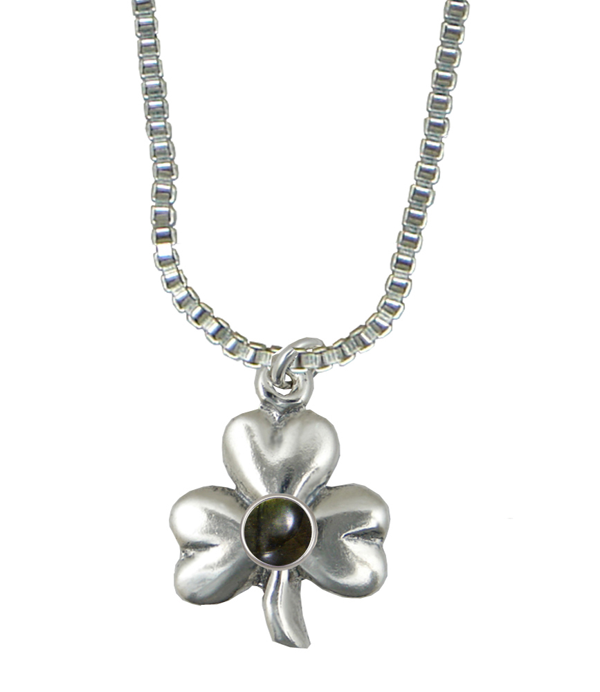 Sterling Silver Lucky Shamrock Pendant With Spectrolite